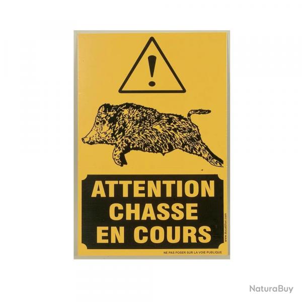 Panneau signaltique  Attention chasse en cours  en akilux 60 x 40cm