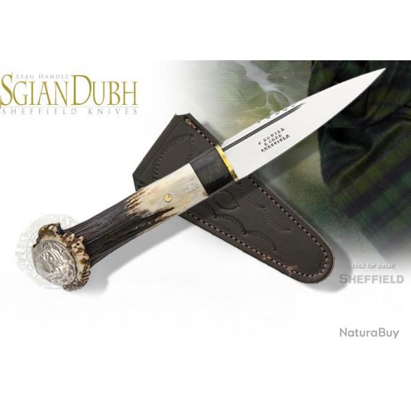 Couteau Dague Scottish Dirk Sheffield Sgian Dhu Crown Stag Acier Carbone Manche Bois de Cerf SHE021