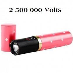 Shocker de défense electrique  2.500 000 Volts forme rouge a lèvre ROSE  avec Lampe Led