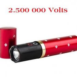 Shocker electrique  2.500 000 Volts forme rouge a lèvre Rouge  avec Lampe Led