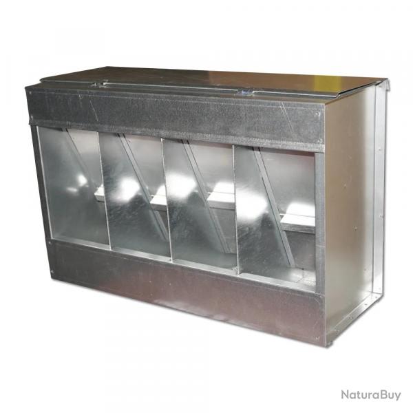 Mangeoire 20 kg 4 compartiments mtal 46 x 17 x 40 cm