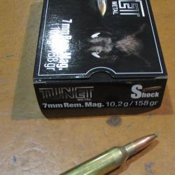 1 boite neuve de 20 cartouches  de calibre 7MM RemingtonMagnum, Tunet SP 158 grs