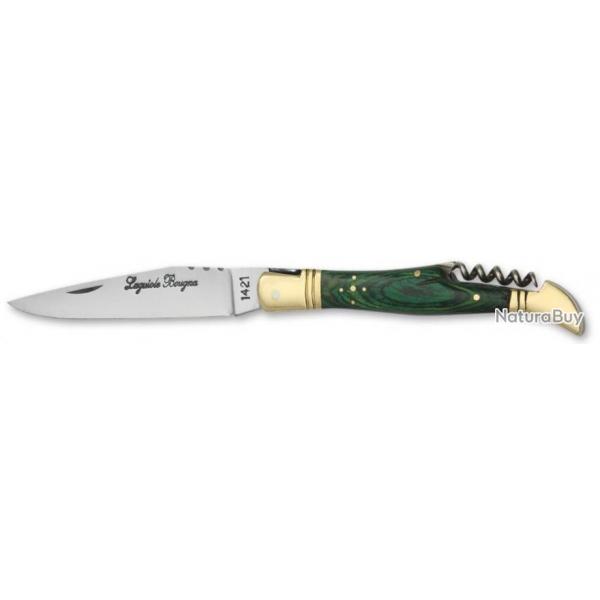 Couteau pliant avec tire-bouchons Bois color vert 12cm Laguiole Bougna
