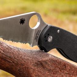 Couteau Spyderco Paramilitary 3 Lame Acier S30V Serr Manche G-10 Compression Lock Made USA SC223GS