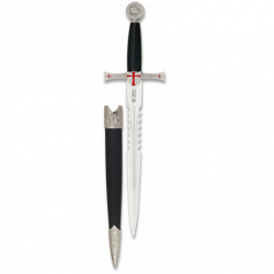 Collectionnez Dague Médiévale Templière Argentée de 36 cm