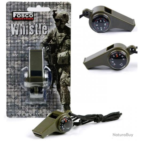 SIFFLET Whistle 3 en 1 TEMPERATURE BOUSSOLE Fosco randonne montagne camping peche chasse
