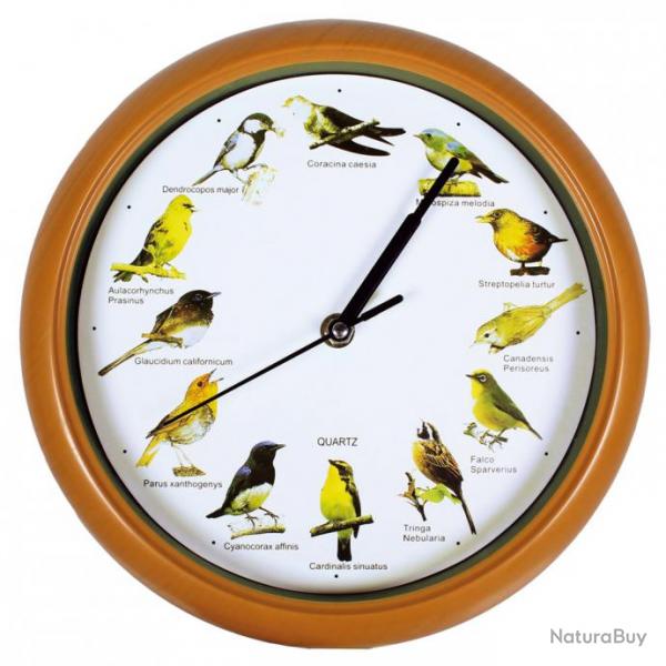 Horloge murale musicale 12 sons de oiseaux 24.5 cm