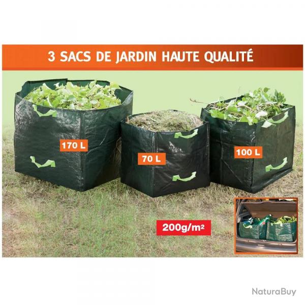 3 Sacs de jardin avec poignes