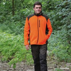 Blouson Polaire Brodé Chasse KAKI ORANGE Taille 07
