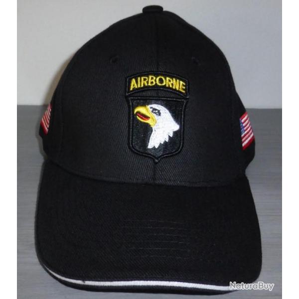 Casquette noire AIRBORNE 101st SCREAMING EAGLES JEEP CAP US VO MILITARIA US PARA