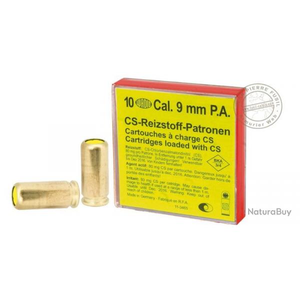 Cartouches 9mm Pistolet  gaz CS / 10 cart.