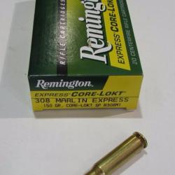1 boite neuve de 20 cartouches  de calibre 308 Marlin Express , Remington CORE LOKT 150grs