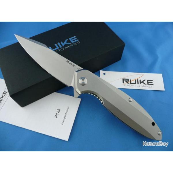 Couteau Ruike P128-SF EDC Steel Framelock Lame Acier 14C28N Manche Acier 3Cr14N RKEP128SF