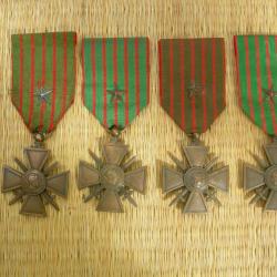 RARE : Lot de 4 Croix de Guerre de 1915.16.17.18.