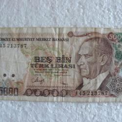 billet Turquie, 5000 Lira