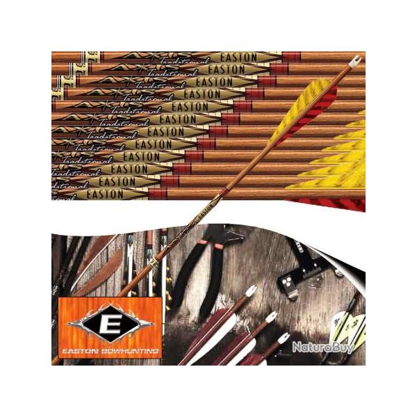 EASTON Axis Traditional Flches de chasse et tir 3D en carbone imitation bois empennes avec plumes 