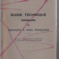rare  guide technique sommaire des grenades à main françaises 1966,mat 1038