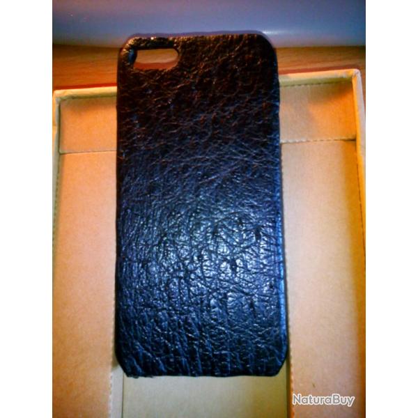 Coque Autruche Veritable pour iPhone 5/5s/5se, Couleur: Noir