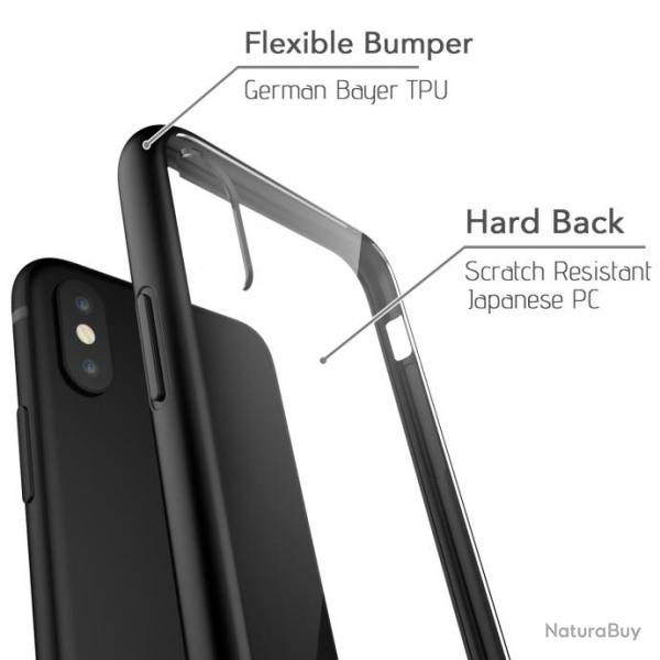 Coque Bumper pour iPhone 4 / 4S, Couleur: Noir, Modele: 2.Coque Noire Dos Cristal