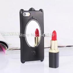 Coque Miroir Strass iPhone 5/5S/ 5SE, Couleur: Noir