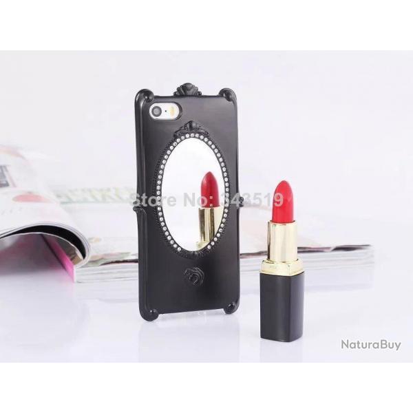 Coque Miroir Strass iPhone 5/5S/ 5SE, Couleur: Noir