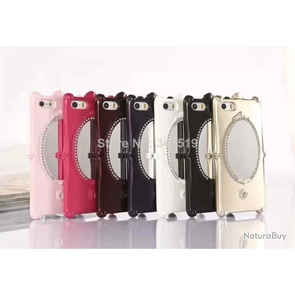 Coque Miroir Strass iPhone 5/5S/ 5SE, Couleur: Rouge