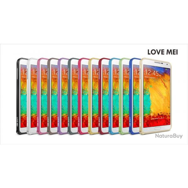 LOVE MEI Coque Bumper Aluminium Ultra Leger pour iPhone Samsung, Couleur: Noir Black 2, Smartphone: