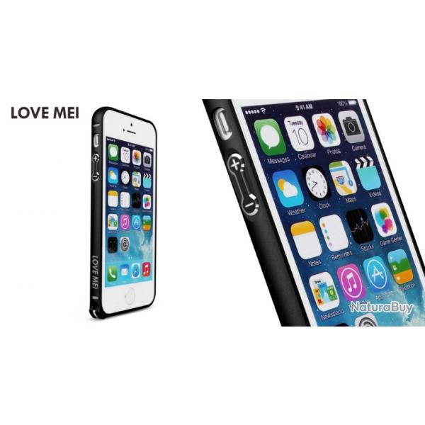 LOVE MEI Coque Bumper Aluminium Ultra Leger pour iPhone Samsung, Couleur: Noir Black 2, Smartphone: