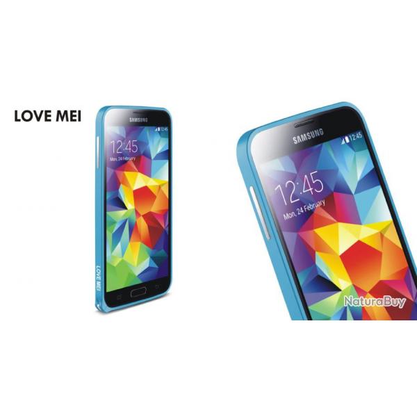 LOVE MEI Coque Bumper Aluminium Ultra Leger pour iPhone Samsung, Couleur: Bleu Blue 1, Smartphone:
