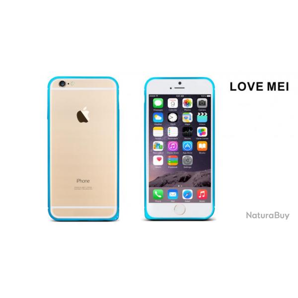 LOVE MEI Coque Bumper Aluminium Ultra Leger pour iPhone Samsung, Couleur: Bleu Blue 1, Smartphone: