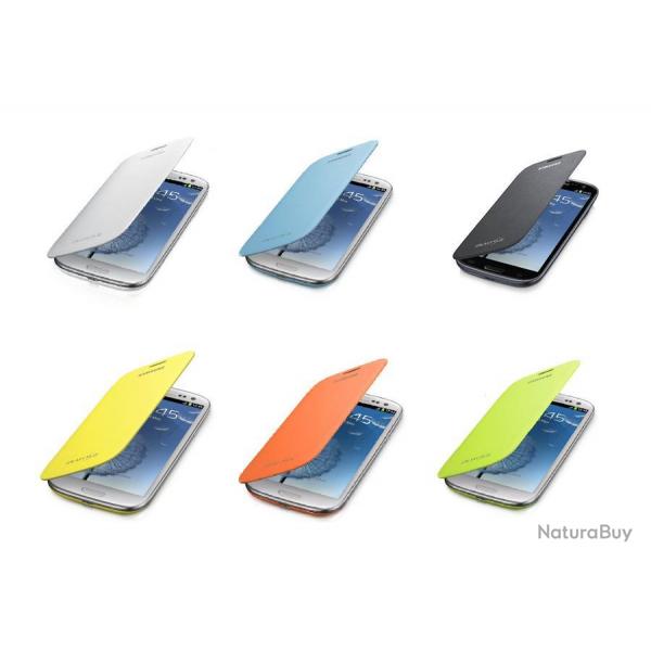 Coque Etui Samsung Flip S View Cover, Couleur: Turquoise, Modele: Flip Cover, Smartphone: Galaxy S3