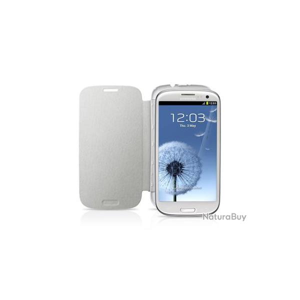 Coque Etui Samsung Flip S View Cover, Couleur: Blanc, Modele: Flip Cover, Smartphone: Galaxy S3 i93