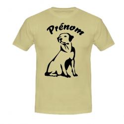 Tee-shirt Blanc, Beige ou Noir avec impression Labrador + Prénom