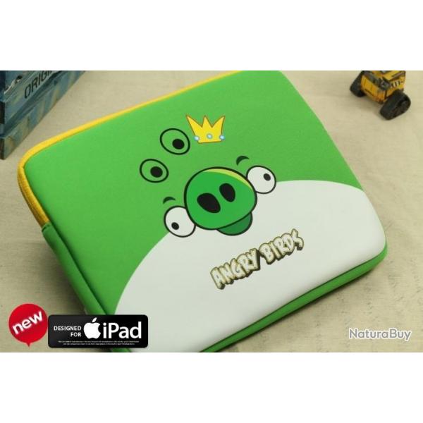 ANGRY BIRDS Housse Sacoche iPad & Tablette 10", Couleur: Vert king Pig
