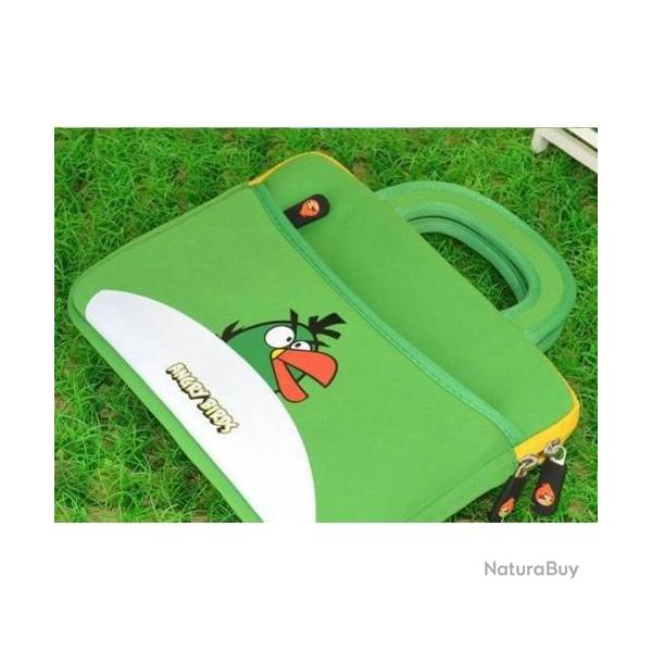 ANGRY BIRDS Housse Sacoche Poignee iPad Tablette 10", Couleur: Vert
