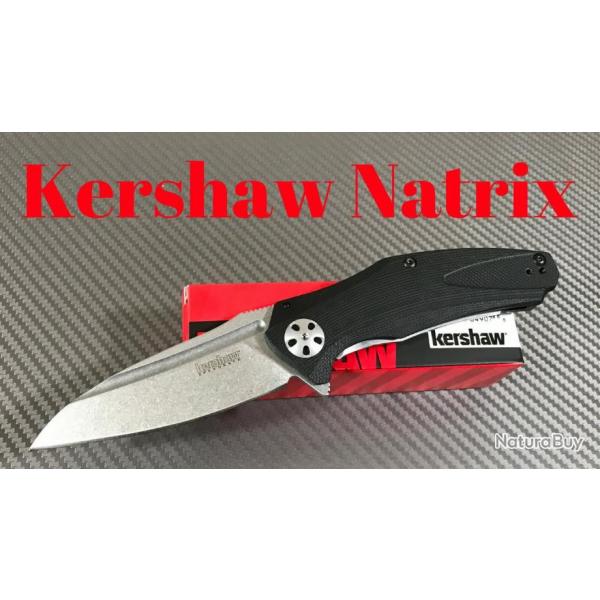 Couteau Kershaw Natrix A/O Lame Acier 8Cr13MoV Manche Black G-10 Framelock Clip KS7007