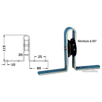 POULIE PIKE'N BASS COUDEE ACIER 90 DEGRES