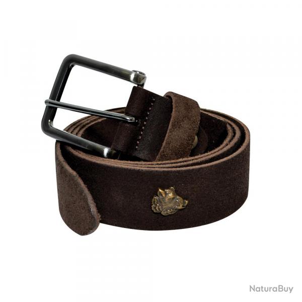 Ceinturon cuir marron avec sanglier dcoratif