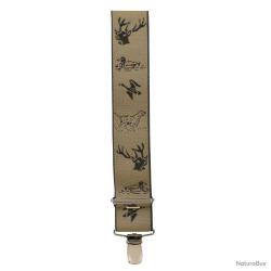 Bretelles marron, motif de chasse