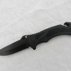 Couteau de poche  tactique combat survie chasse police pompier militaire intervention,couleur noir