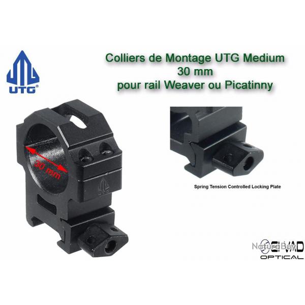 Colliers UTG Medium pour lunette - 30 mm pour rail Weaver (21 mm)