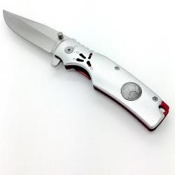 Collectionez ce Couteau Pliant de poche Argenté et rouge Patte d?aigle Lame de 8.8 cm