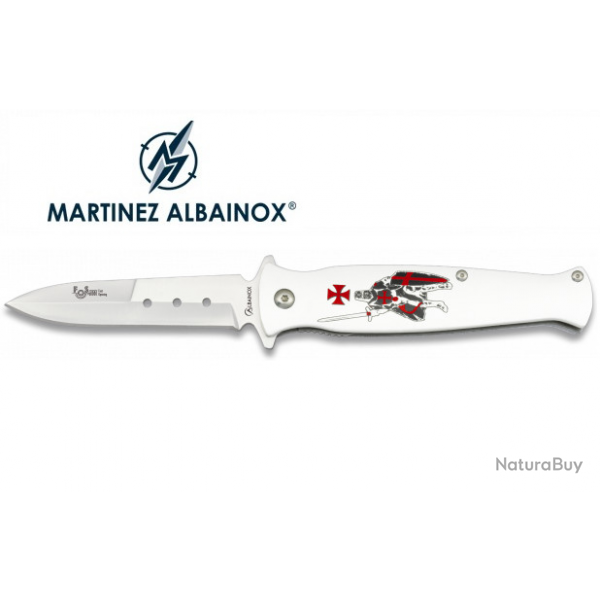Couteau Pliant Dcor Templier Blanc  Lame de 9.2 cm / Blanc, Rouge et Noir