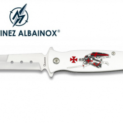 Offrez lui ce Couteau Pliant Templier Blanc  Lame de 9.2 cm / Blanc, Rouge et Noir
