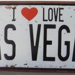 Rare plaque tôle I LOVE LAS VEGAS USA style EMAIL 15X31 VINTAGE AIME CASINO