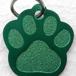 MEDAILLE Gravée chien verte "patte" grand modèle gravure, personnalisation offerte