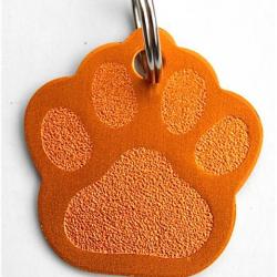 MEDAILLE Gravée chien orange "patte" grand modèle gravure, personnalisation offerte