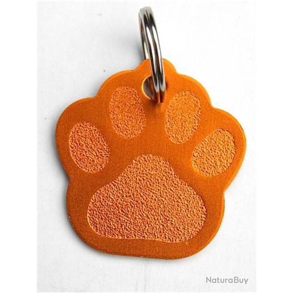 MEDAILLE Grave chien orange "patte" grand modle gravure, personnalisation offerte