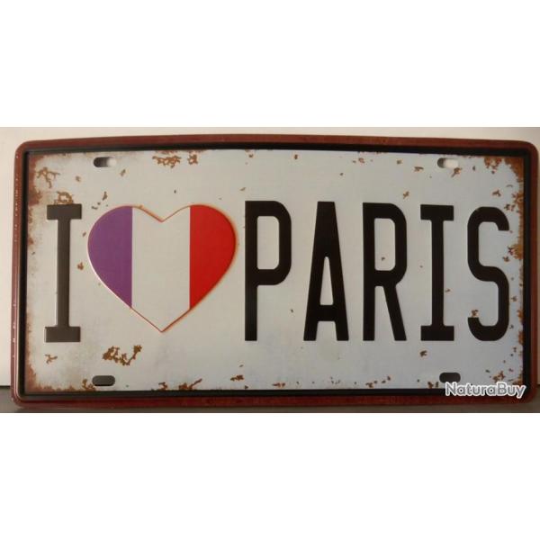 Rare plaque tle I LOVE PARIS style EMAIL 15X31 VINTAGE AIME EIFFEL TRIOMPHE