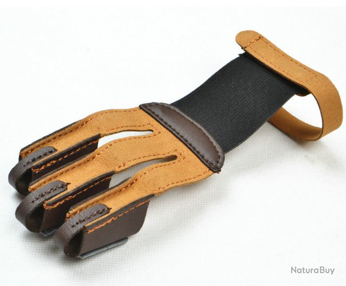 Accessoire Chasse Cible Gants Tir à L'arc Keshes Cuir - 3 Doigts Taille L Homme Femme Gants Tir à L'arc